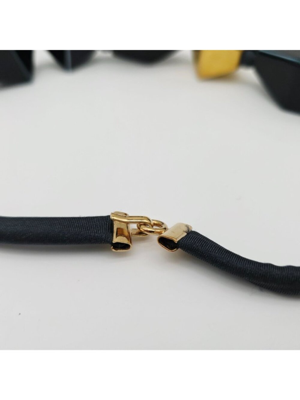 Bernardaud Geometric Black & Gold Porcelain Necklace Signed Iris Cofta 19" - Picture 4 of 6